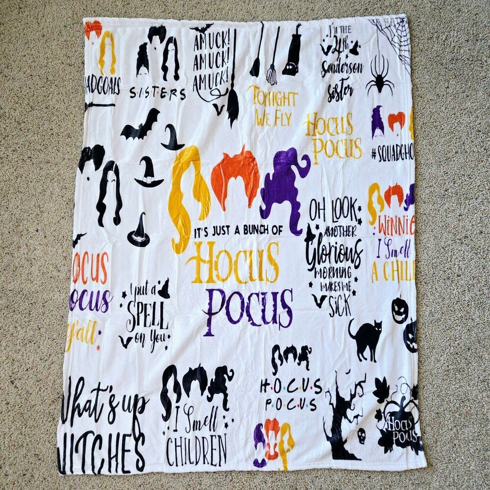 Hocus Pocus Witchy Blanket Throw Flannel Cozy Soft 40 x 50" NEW